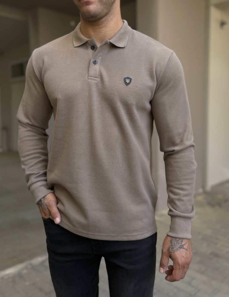 Everbest Everbest Ανδρική πούρο Polo μακρυμάνικη μπλούζα Plus size 251032P